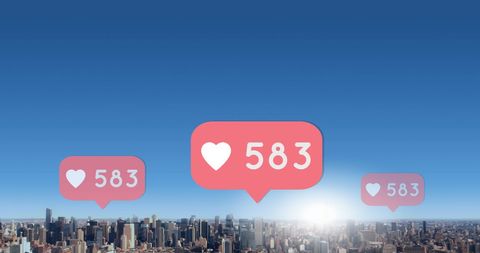 Social Media Interactions Above Urban Skyline