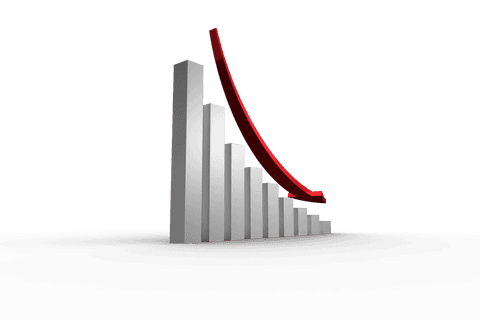 transparent declining bar chart with red arrow indicating decrease - Download Free Stock Videos Pikwizard.com