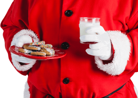 santa holding milk and cookies on transparent background - Download Free Stock Videos Pikwizard.com