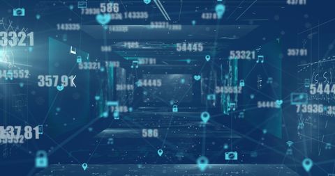 Futuristic Global Network with Data Streams and Icons - Download Free Stock Images Pikwizard.com