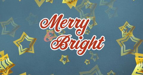 Merry and Bright Christmas Greetings with Stars Background