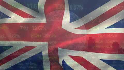 Global Business Data with UK Flag Overlay Concept
