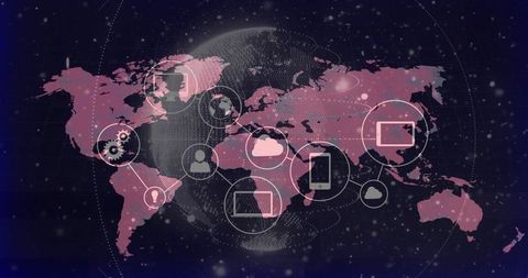 Global Digital Connectivity Concept with Device Icons Overlay