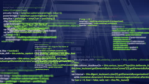 Data Analysis Algorithms Displayed on Virtual Screen in Server Room