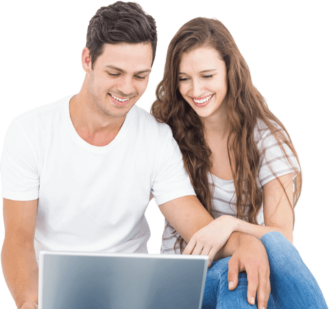 Happy Young Couple Using Laptop with Transparent Background - Download Free Stock Videos Pikwizard.com