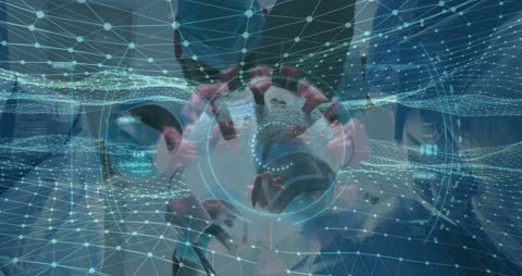 Surgeons Operating with Virtual Virus Overlay Technology Concept