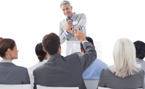 transparent business speaker addressing audience and promoting interaction - Download Free Stock Videos Pikwizard.com