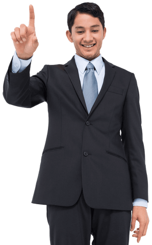 Smiling Biracial Businessman Pointing at Virtual Interface on Transparent Background - Download Free Stock Videos Pikwizard.com