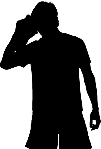 Silhouette of athletic man with towel on head transparent