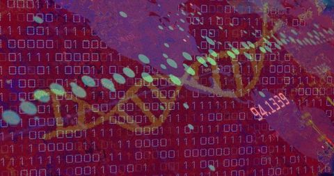 Futuristic DNA Strand with Binary Code and Data Nodes - Download Free Stock Images Pikwizard.com