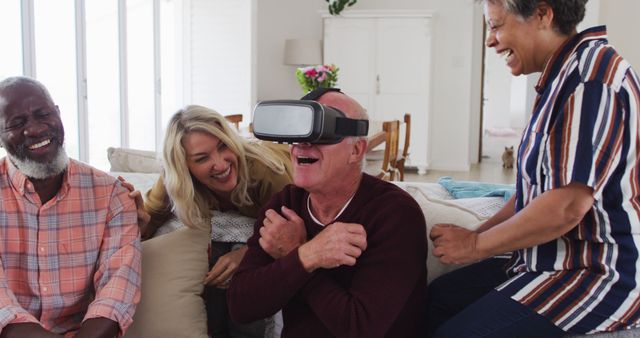 Diverse Seniors Enjoying Virtual Reality Technology Indoors - Download Free Stock Images Pikwizard.com