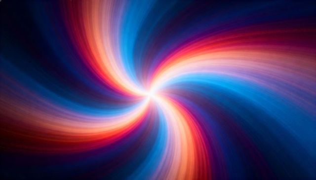 Radiant Neon Vortex Spiral with Prismatic Color Bands and Bright Central Energy Core