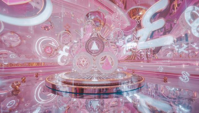 Futuristic Finance and Currency Symbol Display in Neon Colors