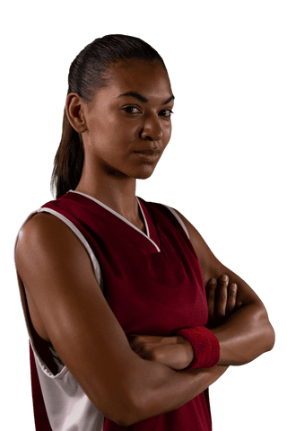 Confident African American Female Athlete on Transparent Background
