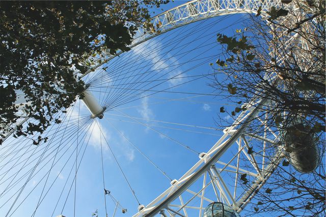 Low Angle View of Ferris Wheel with Clear Blue Sky - Download Free Stock Photos Pikwizard.com