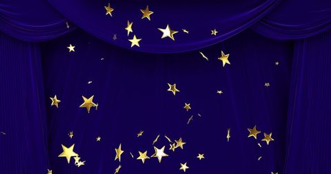 Golden Stars Falling Over Luxurious Blue Theater Curtain - Download Free Stock Images Pikwizard.com