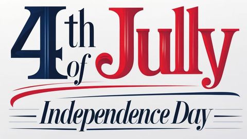 4th of July Independence Day Typography Graphic with Red and Blue Swooshes