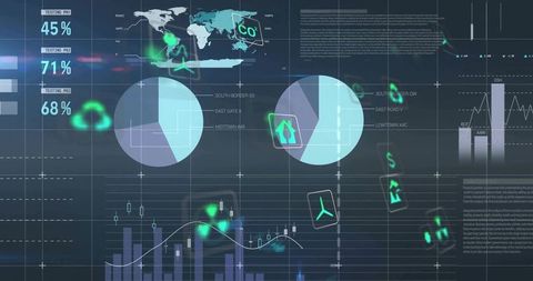 Futuristic Data Analysis Interface with Holographic Displays
