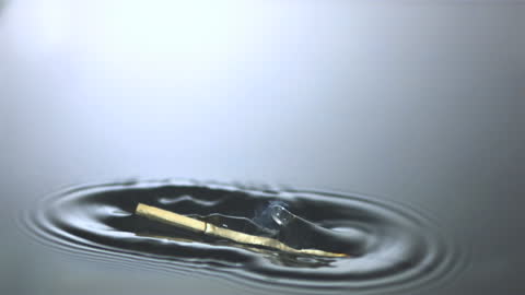 Lit Match Extinguishing on Water Surface in Slow Motion