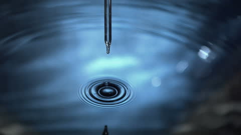 Water Droplet in Slow Motion Creating Ripples