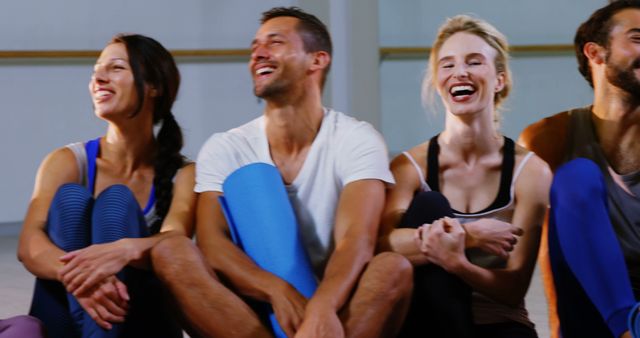 Group of Happy Friends Laughing Together After Yoga Class - Download Free Stock Images Pikwizard.com
