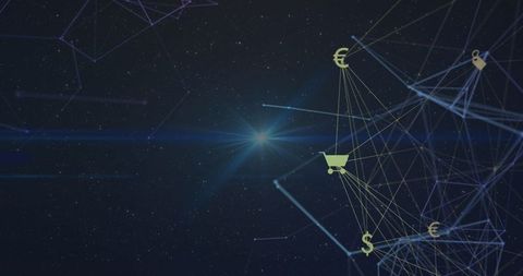 Digital Network Connections with Shopping and Currency Symbols - Download Free Stock Images Pikwizard.com