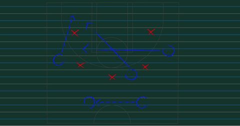 Football strategy plan on chalkboard displaying formations