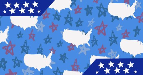 Patriotic USA Map Silhouettes with Star Patterns