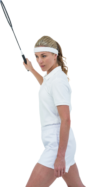 Female Badminton Player Holding Racket in Action Pose, Transparent Background - Download Free Stock Videos Pikwizard.com