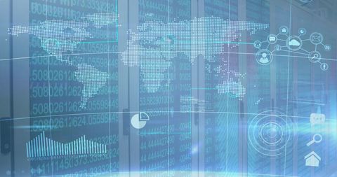 Digital Global Map Overlay on Servers for Data Concept - Download Free Stock Images Pikwizard.com