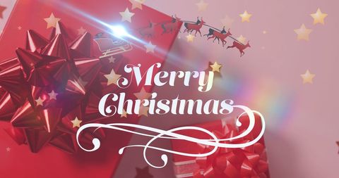Festive Christmas Message with Presents and Stars