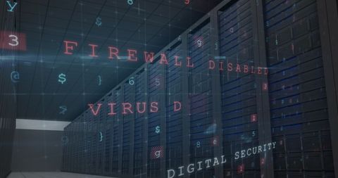 Cyber Attack Warning in Server Room with Digital Security Overlay - Download Free Stock Images Pikwizard.com