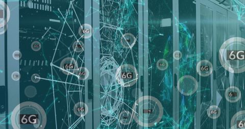 Abstract 6G Technology Design Overlaying Server Room - Download Free Stock Images Pikwizard.com