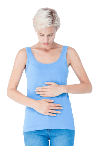 Transparent Concept of Woman Experiencing Stomach Pain - Download Free Stock Videos Pikwizard.com