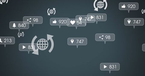 Social Media Interaction Icons Over Technology Background - Download Free Stock Images Pikwizard.com