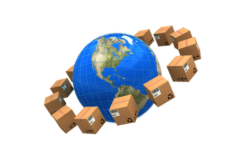 Transparent global delivery concept with cardboard boxes around Earth - Download Free Stock Videos Pikwizard.com