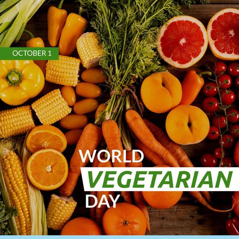 colorful vegetables and fruits celebrating world vegetarian day - Download Free Stock Templates Pikwizard.com