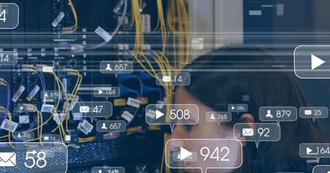 Digital Data Processing on Computer Servers with Social Media Interaction - Download Free Stock Images Pikwizard.com