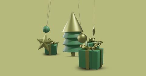 Minimalist Christmas Decor on Soft Yellow Background