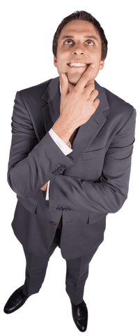transparent businessman in suit touching chin in thoughtful pose - Download Free Stock Videos Pikwizard.com