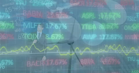 Businessman Examining Dynamic Stock Market Data