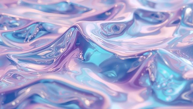 Iridescent Fluid Surface with Pastel Hues in Virtual Realm