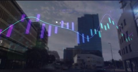 Digital Financial Graph Overlays on Urban Cityscape
