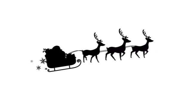 Santa Claus in Sleigh Silhouette with Reindeer on White Background - Download Free Stock Images Pikwizard.com