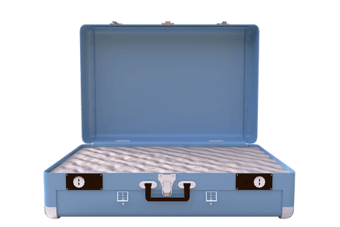 open blue suitcase with sand on transparent background - Download Free Stock Videos Pikwizard.com