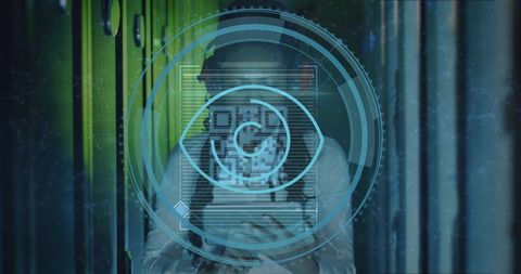 Futuristic Data Processing with Woman in Server Room - Download Free Stock Images Pikwizard.com