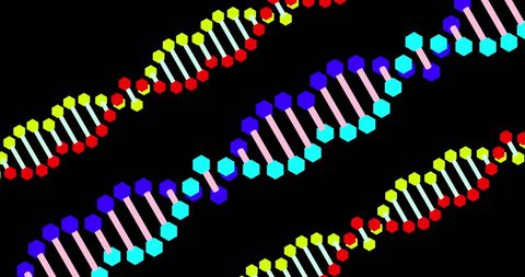 Vibrant DNA Helix Animation on Black with Confetti - Download Free Stock Images Pikwizard.com