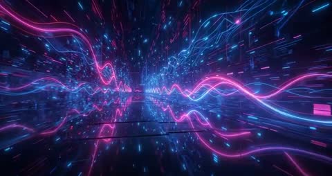 Immersive Neon Waveforms Reflecting Futuristic Digital Technology