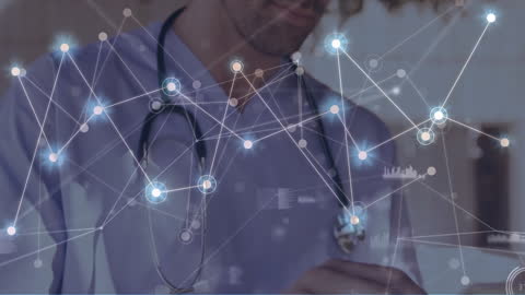 Doctor Analyzing Digital Data Connection in Medical Technology