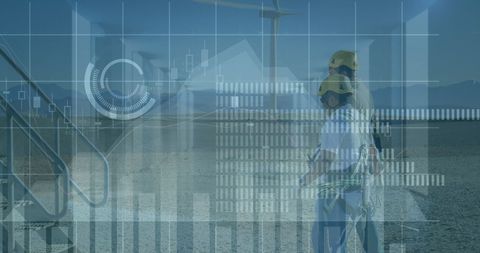 Diverse Engineers with Financial Graphs and Wind Turbines